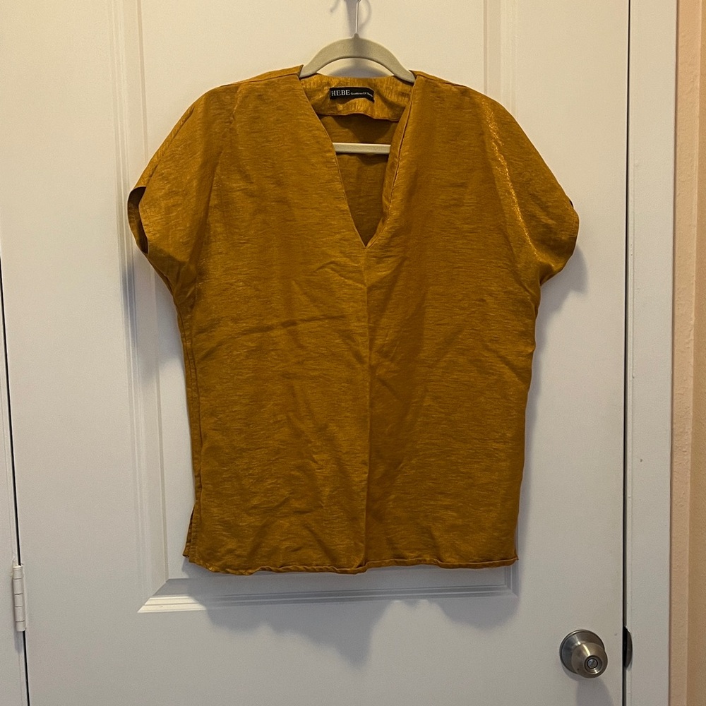 Elegant Mustard V-Neck Blouse